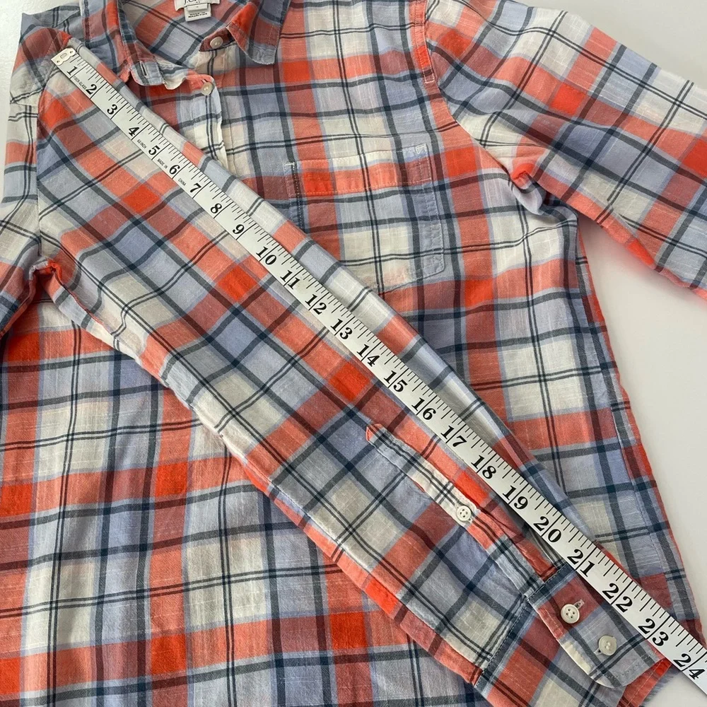 J. Crew Men's Orange and Blue Plaid Shirt